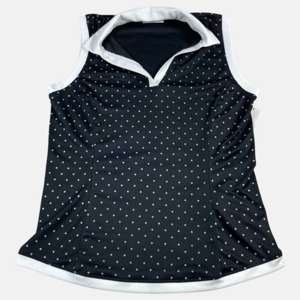 Ben Hogan Womens Caviar Polka Dot Sleeveless Golf Polo Shirt  Women's Medium New